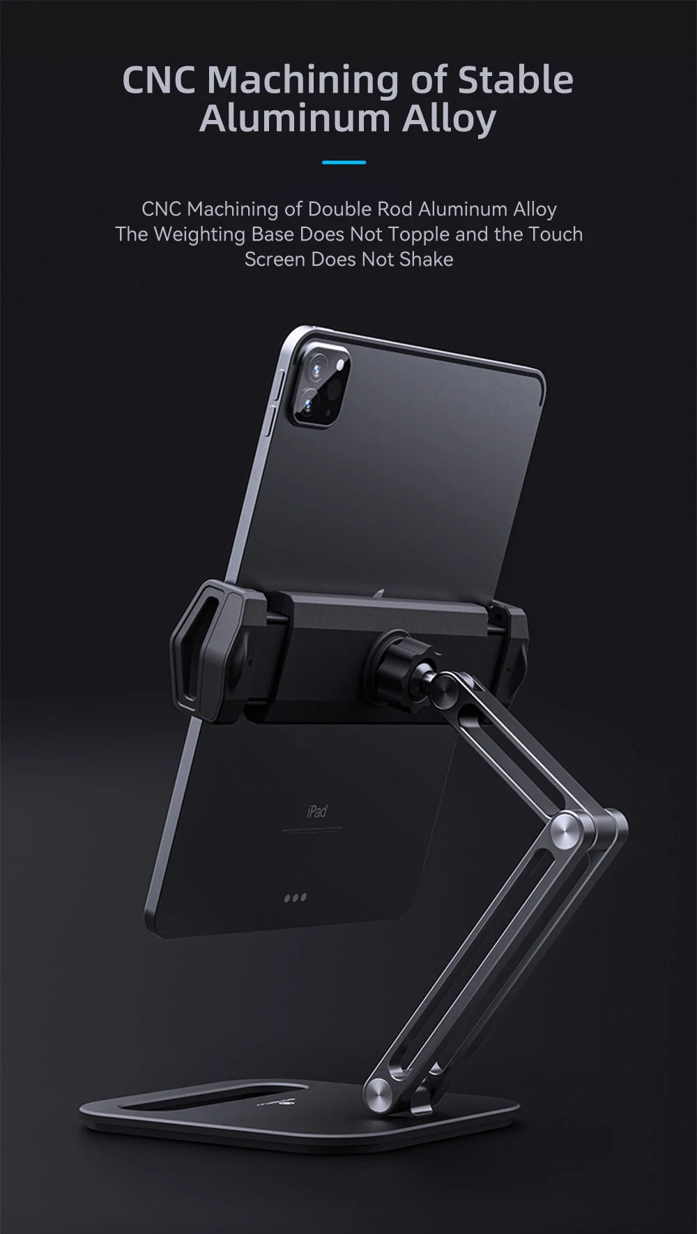 TOT ErgoArm Pro – 360° Rotating Aluminum Tablet & Phone Stand (4–13”)