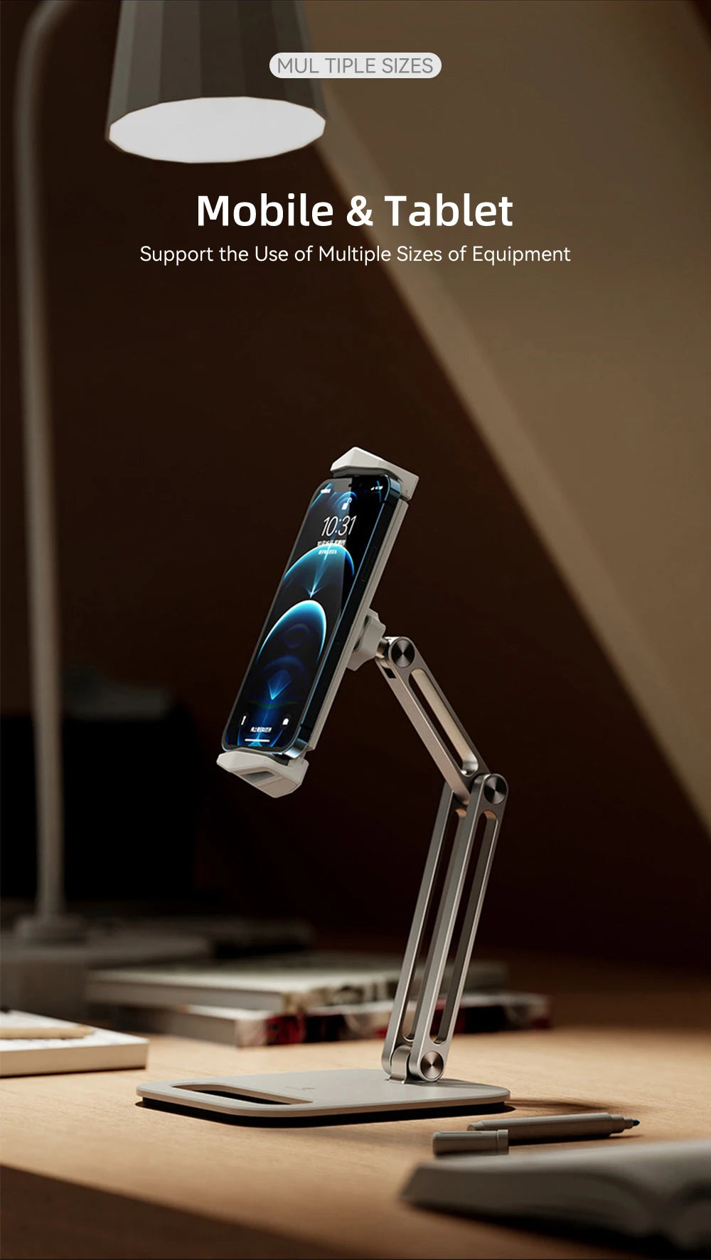 TOT ErgoArm Pro – 360° Rotating Aluminum Tablet & Phone Stand (4–13”)