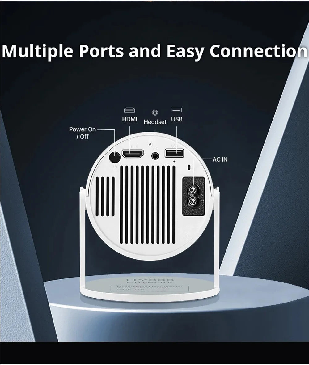 TOT HY300 Lite Projector – Android 4K Support, 300 ANSI HD WiFi Smart Cinema