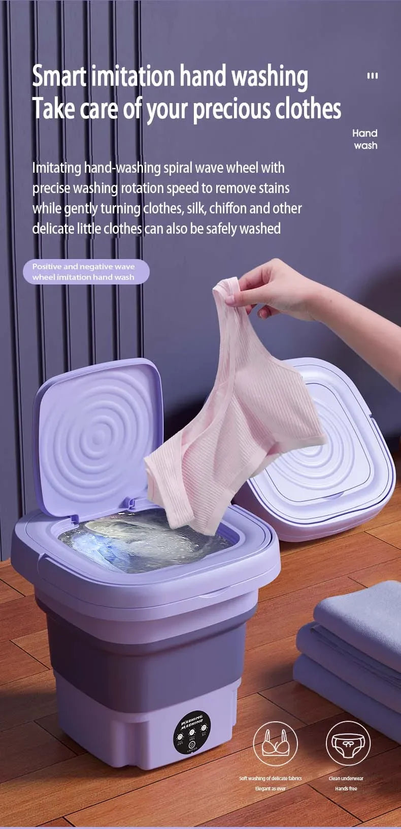 TOT FoldWash 8L – Portable Foldable Washing Machine with Dry & Wash Modes