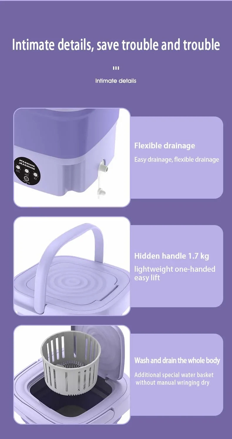 TOT FoldWash 8L – Portable Foldable Washing Machine with Dry & Wash Modes