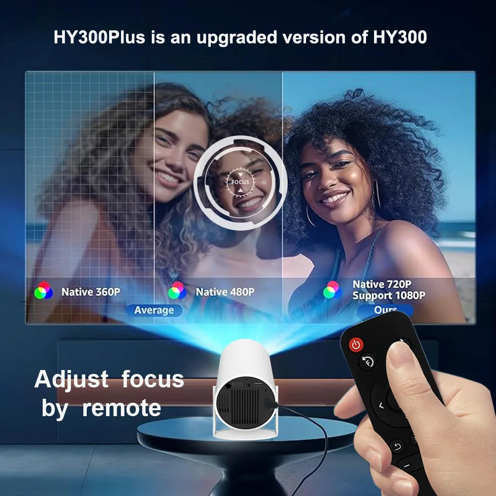 TOT HY300 Lite Projector – Android 4K Support, 300 ANSI HD WiFi Smart Cinema