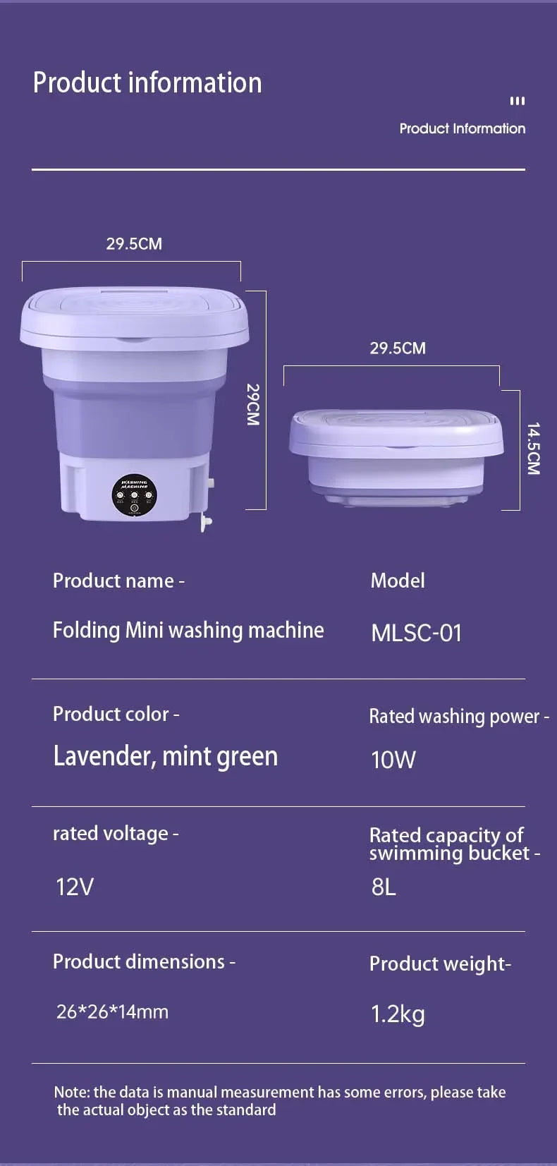 TOT FoldWash 8L – Portable Foldable Washing Machine with Dry & Wash Modes