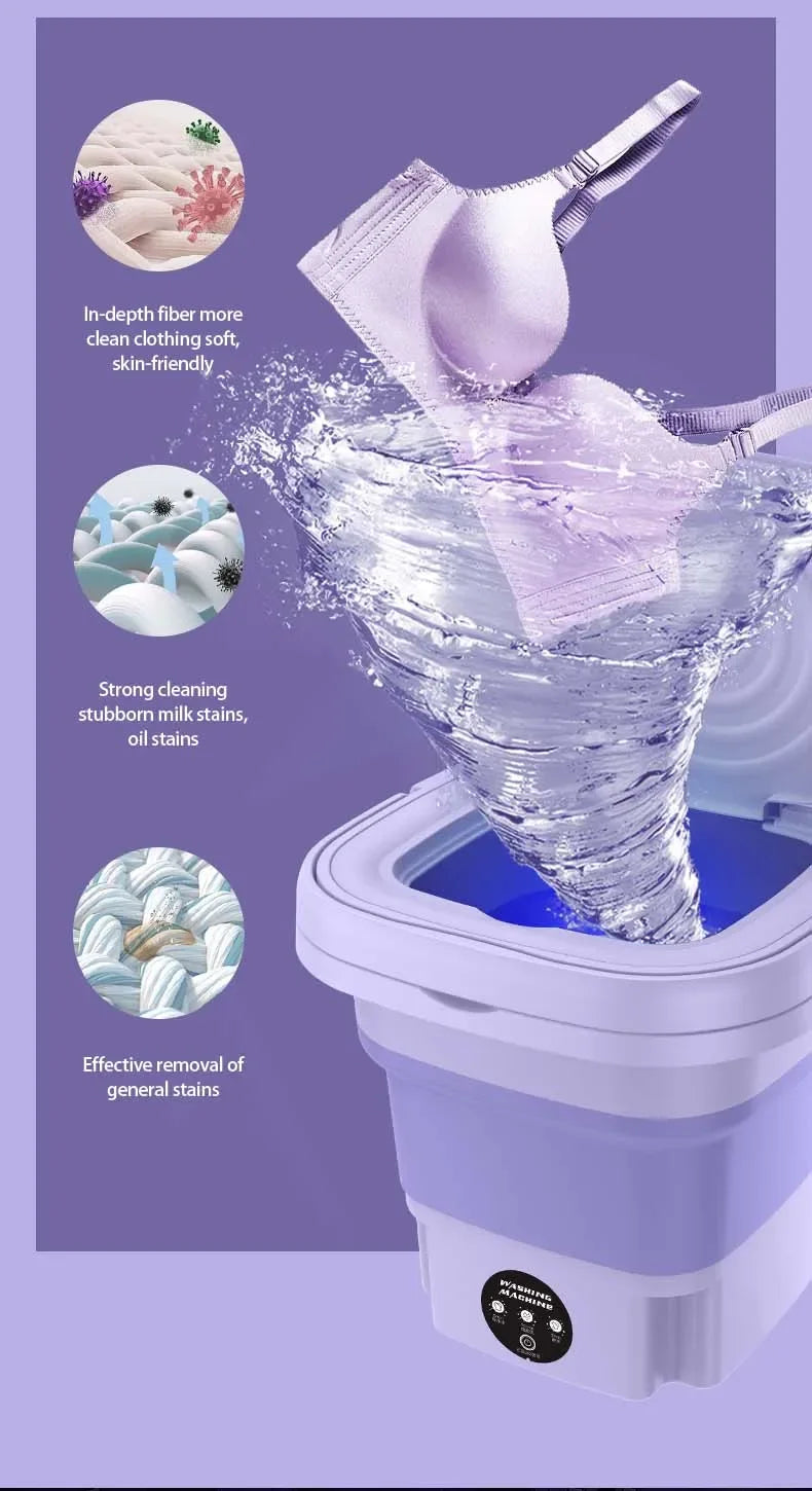 TOT FoldWash 8L – Portable Foldable Washing Machine with Dry & Wash Modes