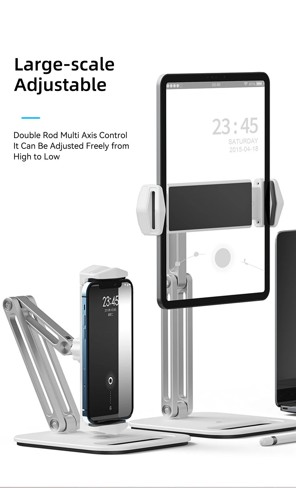 TOT ErgoArm Pro – 360° Rotating Aluminum Tablet & Phone Stand (4–13”)