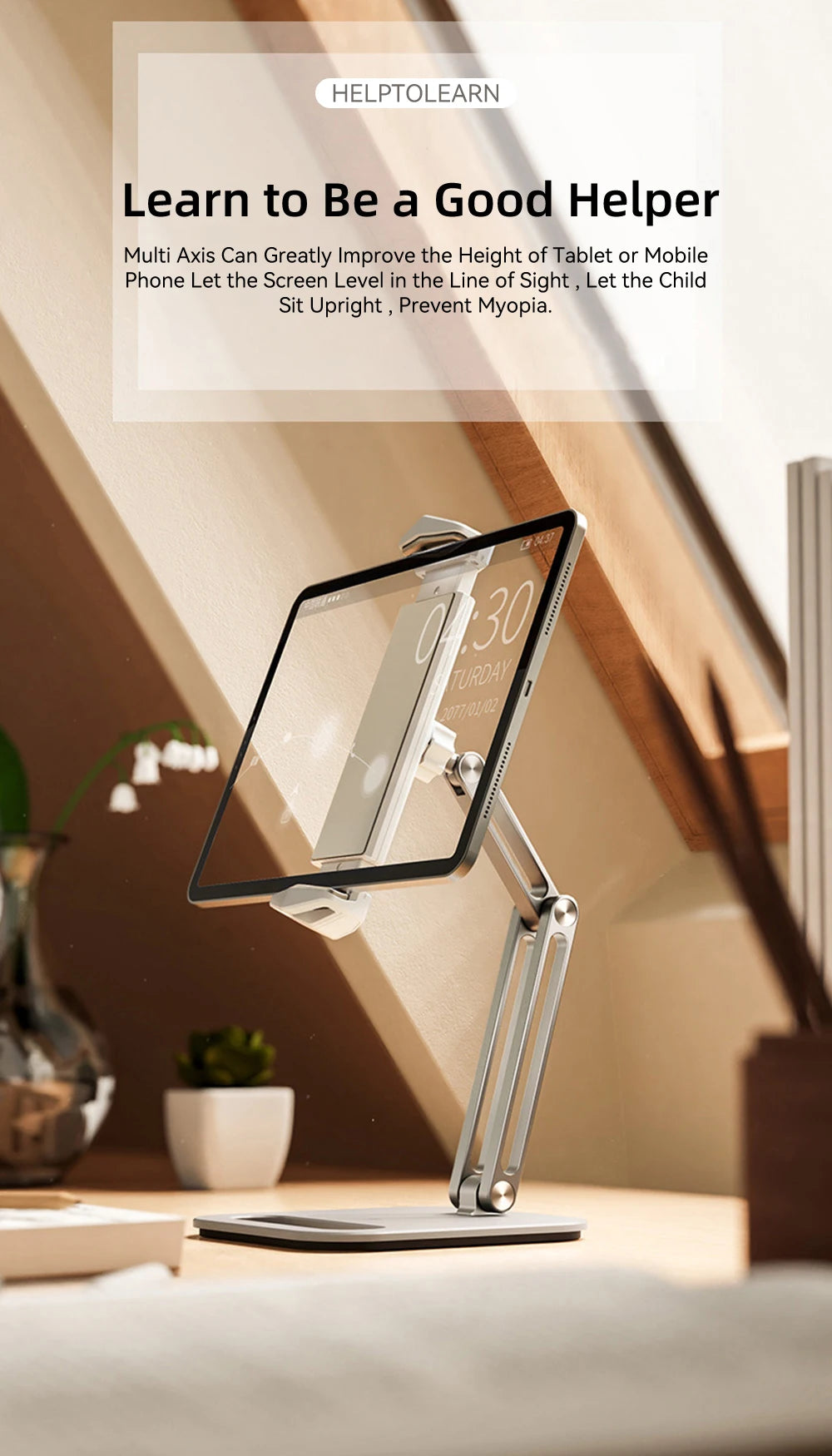 TOT ErgoArm Pro – 360° Rotating Aluminum Tablet & Phone Stand (4–13”)