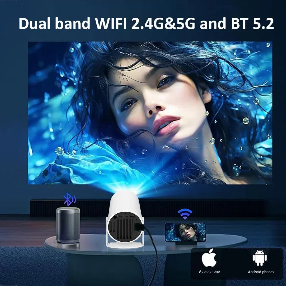 TOT HY300 Lite Projector – Android 4K Support, 300 ANSI HD WiFi Smart Cinema