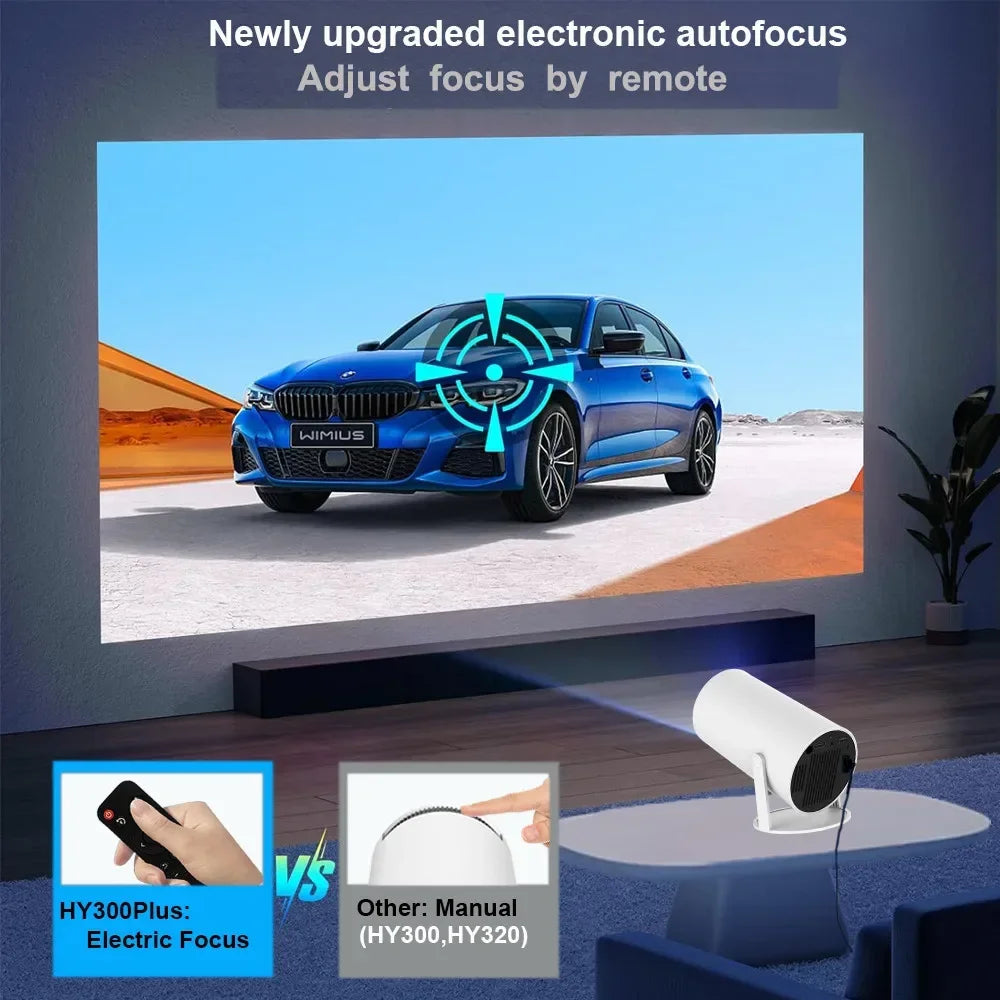 TOT HY300 Lite Projector – Android 4K Support, 300 ANSI HD WiFi Smart Cinema