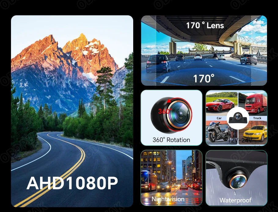 TOT 360° Rear View Car Camera – Full HD 1080P with Golden Lens & Night Vision